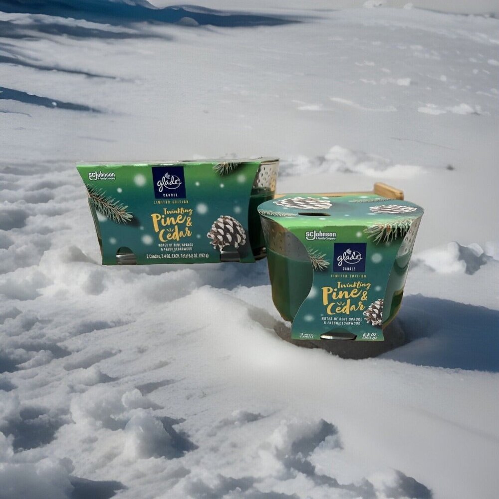 Glade Candle Twinkling‎ Pine&Cedar/(1)3wick and (1) Two Pk/Limited Edition/6.8oz